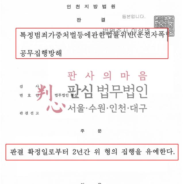 [집행유예] 특가법 운전자폭행 | 술에 만취해 택시기사와 출동 경찰관까지 폭행한 혐의, 빠른 조력과 맞춤 변론으로 집행유예